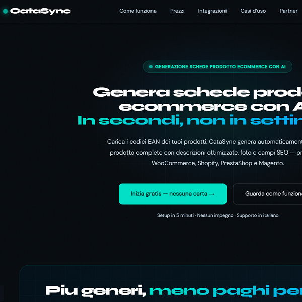 Catasync schede prodotto ecommerce